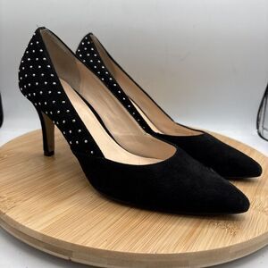 Cole Haan Grand OS Kyle Black Suede Silver Studded Heel Pumps Women’s 8B
